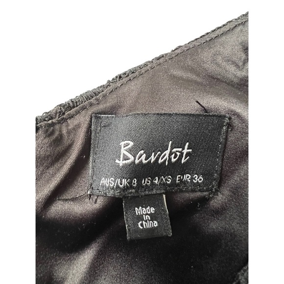 Bardot Valorie Lace Frill Sheath Black Mini Dress Size XS - Picture 6 of 8